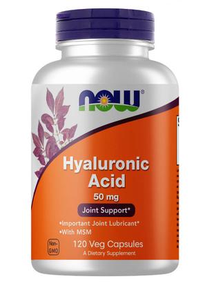 Препарат для суставов и связок NOW Hyaluronic Acid 50 mg, 120 ...