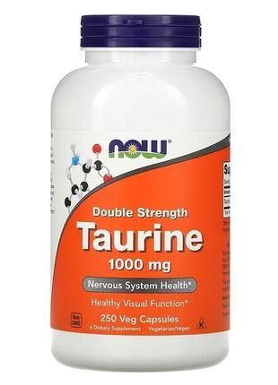 Аминокислота NOW Taurine 1000 mg, 250 вегакапсул