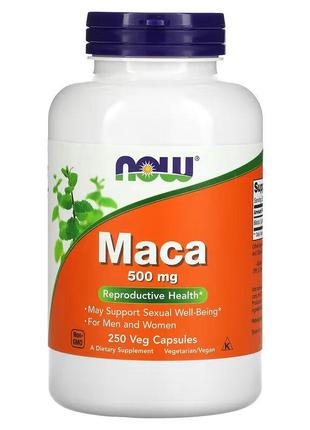 Натуральная добавка NOW Maca 500 mg, 250 вегакапсул