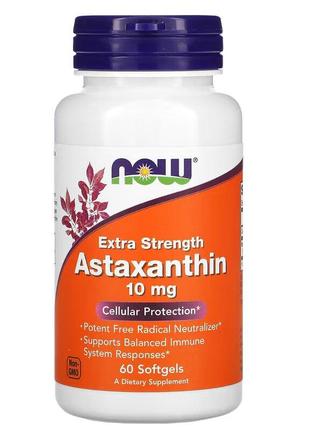 Натуральная добавка NOW Astaxanthin 10 mg, 60 капсул