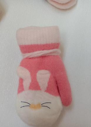 Мягкие перчатки зайки для деток одного-3 лет внутри мех
