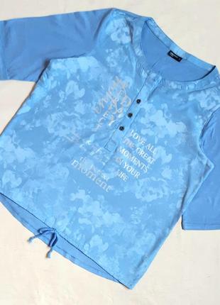 Блуза рубашка laura torelli голубая с серебром размер м
