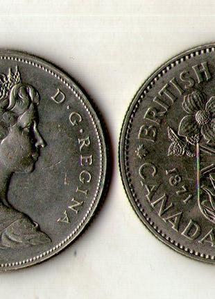 Канада › Королева Елизавета II 1 доллар, 1971 100 лет со дня п...