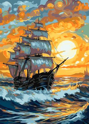Картина за номерами 40×50 см Kontur. Корабель в променях сонця...