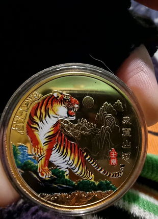 Монета "Тигр" 3.9 (4.5) см китайский гороскоп зодиак