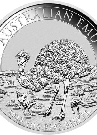 Серебряная монета Австралийский Эму 2023, 1 унция серебра 9999...