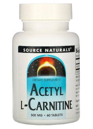 Ацетил-L-Карнитин 500 мг, Acetyl L-Carnitine, Source Naturals,...