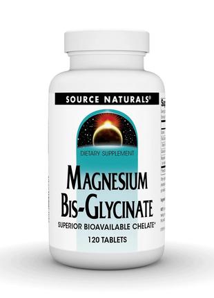 Магній Бісгліцинат, Magnesium Bis-Glycinate, Source Naturals, ...