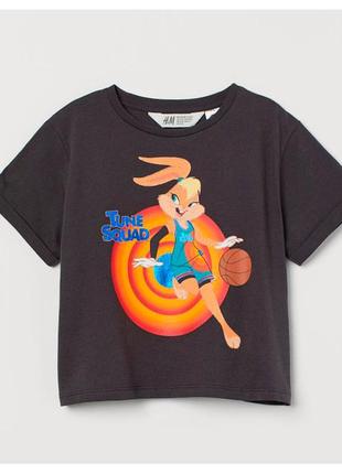 Детская укороченная футболка space jam h&amp;m на девочку 61600