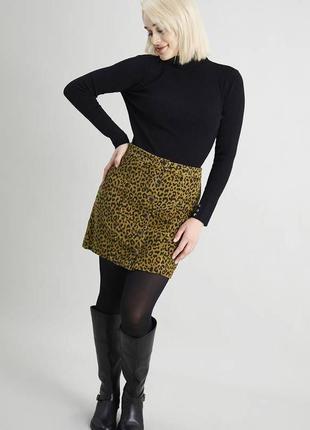 Леопардовая вельветовая юбка мини no208