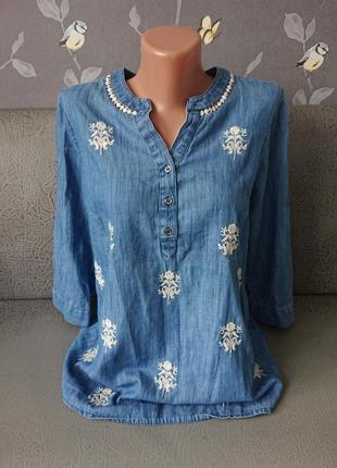 Женская джинсовая блуза кофта р.44/46 блузка блузочка