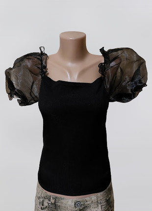 💖💖💖красивий жіночий чорний топ, блузка рукава волани new look💖💖💖