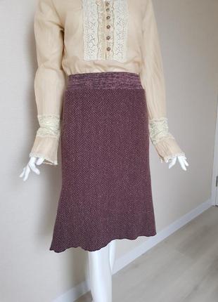 Стильная актуальная теплая трикотажная юбка с шерстью и шелком...