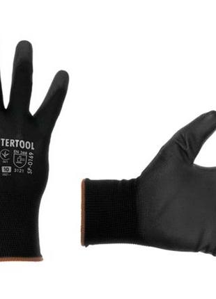 Перчатка Intertool - полиуретановая черная 8" 12 шт.
