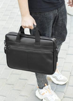 Чоловіча ділова сумка портфель для ноутбуків та документів чор...