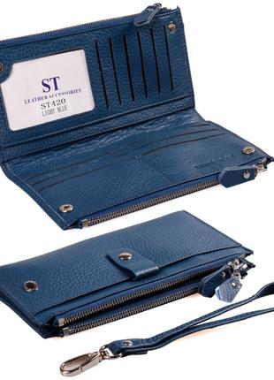 Жіночий шкіряний гаманець ST 420 синій натуральна шкіра