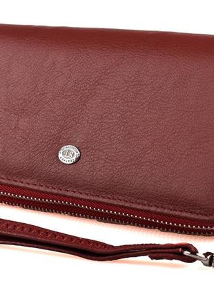Жіночий шкіряний гаманець клатч ST 238-2 на дві блискавки нату...