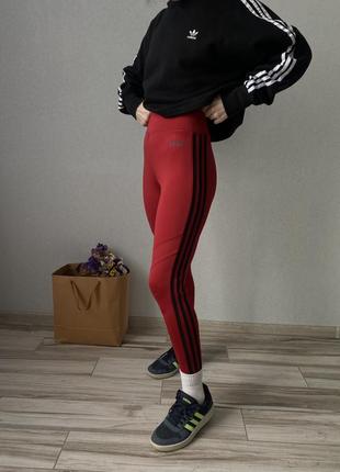 Легінси лосіни жіночі червоні адідас спортивні для спорту adidas