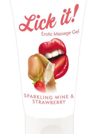 Масажний гель - Lick It! Sparkling Wine And Strawberry, 50 мл 18+