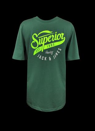 Зеленая футболка jack & jones с логотипом, 164 см