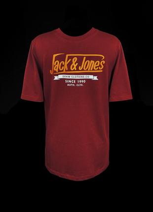 Бордовая футболка jack & jones с логотипом, 164 см