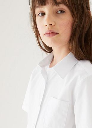 Белая хлопковая рубашка m&s для девочки 14-15 лет, 164 см