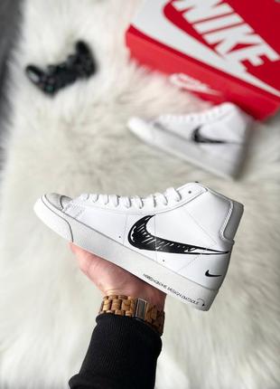 Кроссовки nike blazer mid 77 white black «sketch’