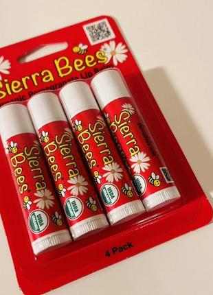Sierra bees, набор органических бальзамов для губ, 4 штуки