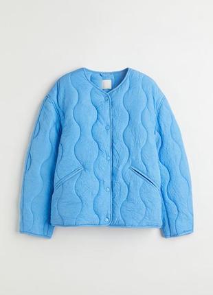 Голубая демисезонная стеганая куртка h&amp;m, m, l, xl, xxl ка...
