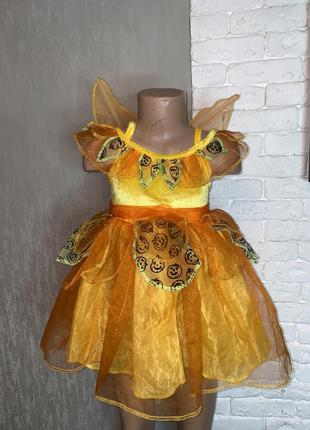 Карнавальный костюм платье с крыльями в принт тыквики платья б...