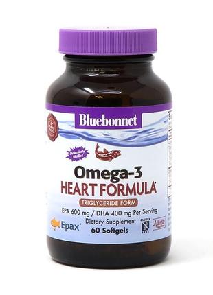 Жирные кислоты Bluebonnet Omega 3 Heart Formula, 60 капсул