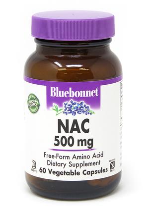 Аминокислота Bluebonnet NAC 500 mg, 60 вегакапсул