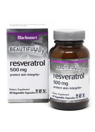 Натуральная добавка Bluebonnet Resveratrol 500 mg, 30 вегакапс...