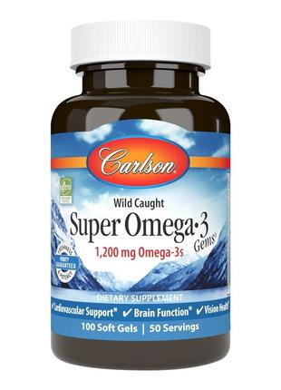 Жирные кислоты Carlson Labs Wild Caught Super Omega-3 Gems 120...