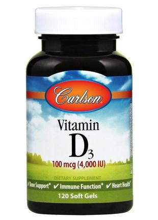 Витамины и минералы Carlson Labs Vitamin D3 4000 IU, 120 капсул
