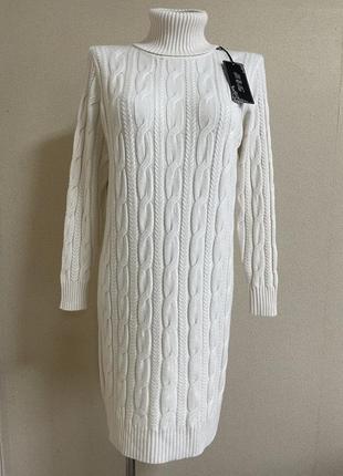 Красивое,уютное,очень теплое,плотное базовое платье-свитер с к...