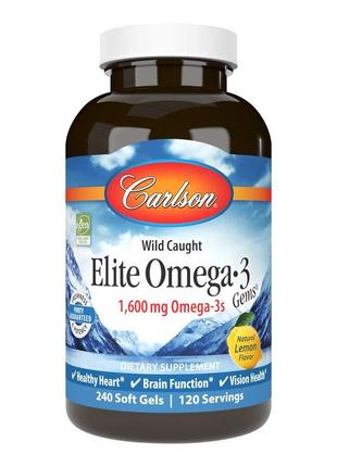 Жирні кислоти Carlson Labs Elite Omega-3 Gems, 240 капсул