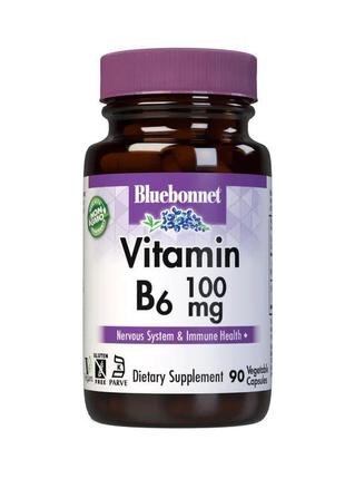 Витамины и минералы Bluebonnet Vitamin B6 100 mg, 90 вегакапсул