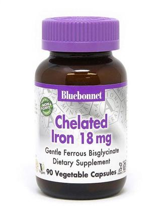 Вітаміни та мінерали Bluebonnet Albion Chelated Iron 18 mg, 90...