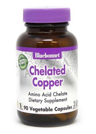 Вітаміни та мінерали Bluebonnet Albion Chelated Copper, 90 вег...