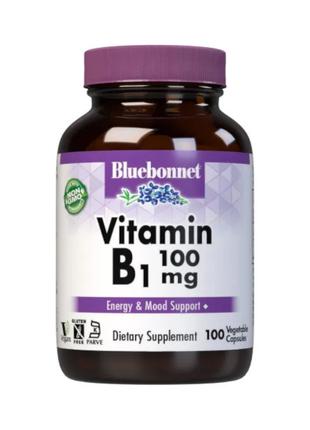 Витамины и минералы Bluebonnet Vitamin B1 100 mg, 100 вегакапсул