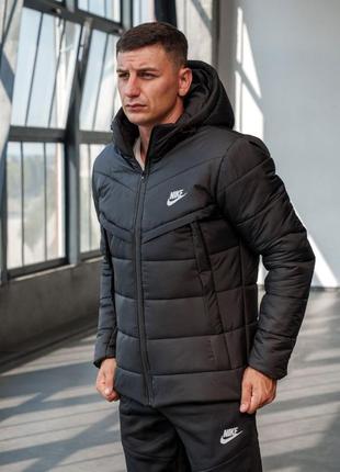 ❄️ зимова, тепла куртка з капюшоном nike tech