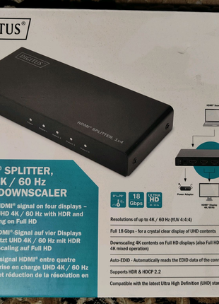 Спліттер HDMI 1*4 4K/60 Hz, металевий