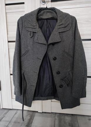 Укороченное пальто пиджак из натуральной шерсти итальянского б...