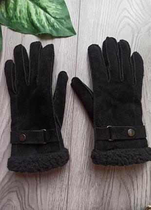 Кожаные замшевые перчатки primark размер s
