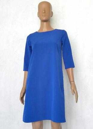 Нарядное платье синего цвета с карманами 42 размер (36 еврораз...
