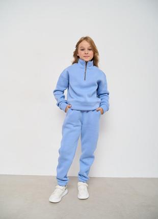 Теплый спортивный костюм для девочки цвет голубой р.110 444386