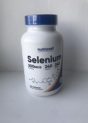 Nutricost, селен, selenium, 200 мкг, 240 капсул