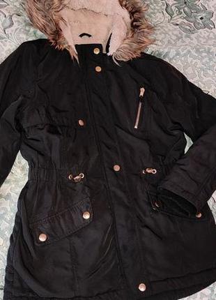 Чёрная куртка парка для девочки nutmeg