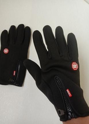 Чорні чоловічі перчатки рукавички, сенсорні, зимові, теплі ,термо